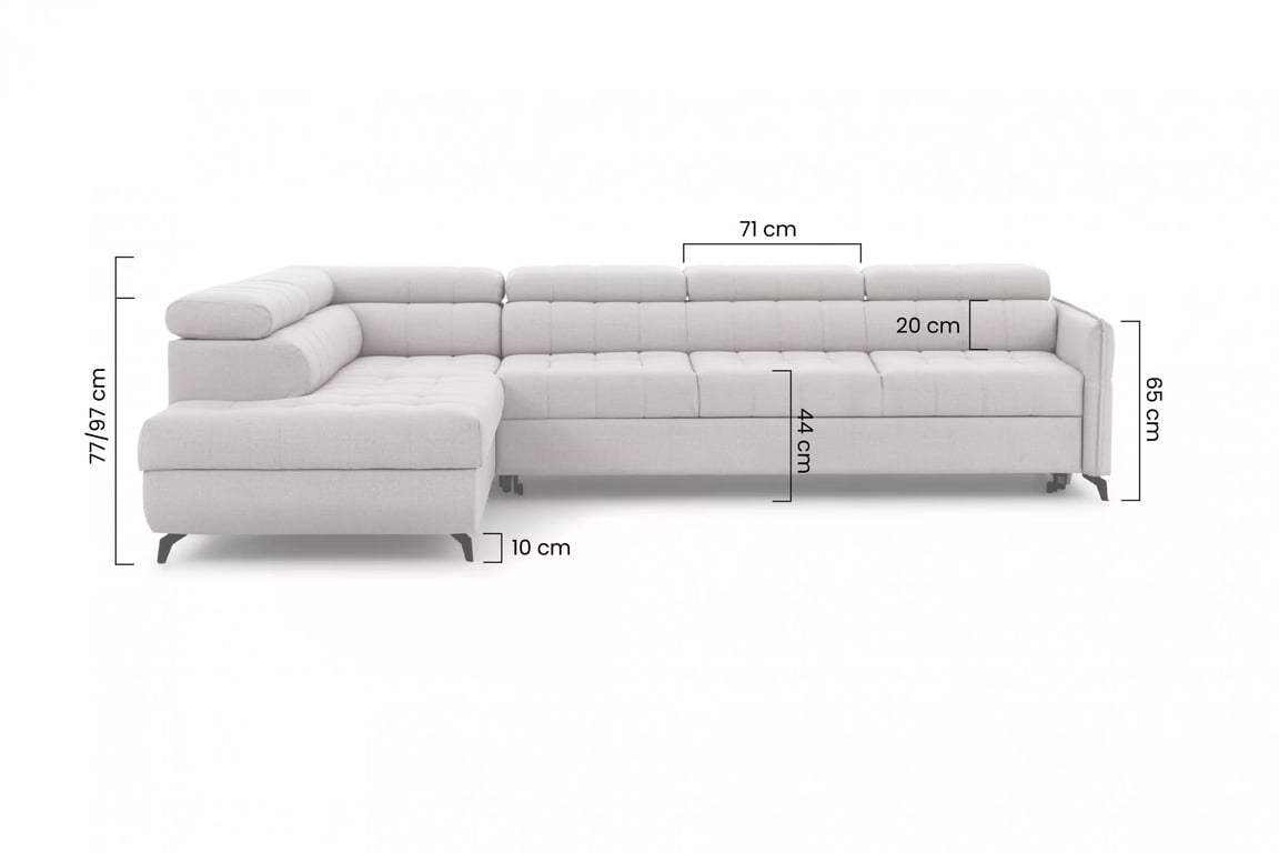 Elarias Maxi sarokkanapé, jobb oldali, kinyitható - szürke Perfect Harmony 85 chenille - Korlátozott készlet Naroznik Elarias Maxi z funkcja spania