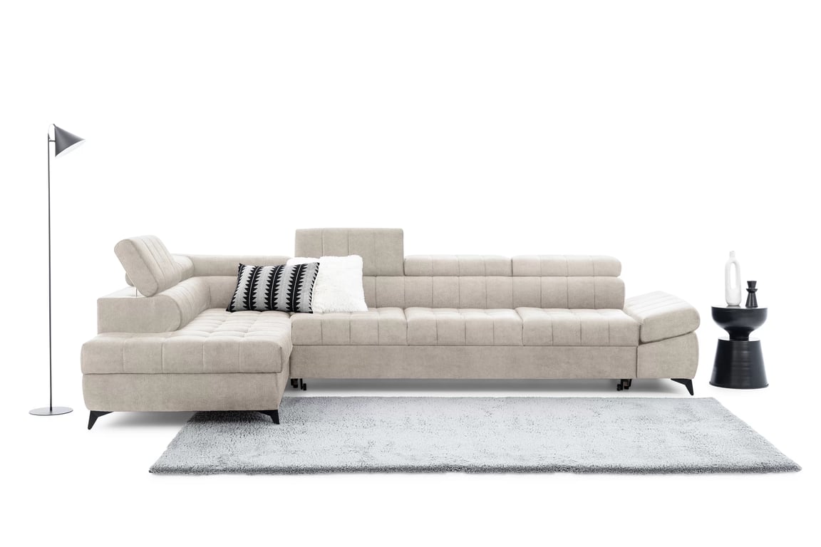 Colțar cu funcție de dormit Valoris Maxi stânga - bej șenil Perfect Harmony 07 Naroznik stânga Valoris Maxi z funkcja de dormit - bej șenil Perfect Harmony 07