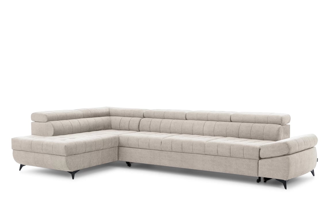Colțar cu funcție de dormit Valoris Maxi stânga - bej șenil Perfect Harmony 07 Naroznik stânga Valoris Maxi z funkcja de dormit - bej șenil Perfect Harmony 07