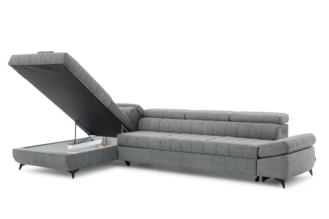 Colțar cu funcție de dormit Valoris Maxi stânga - gri șenil Perfect Harmony 85 Naroznik stânga Valoris Maxi z funkcja de dormit - gri șenil Perfect Harmony 85