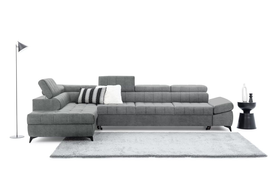 Colțar cu funcție de dormit Valoris Maxi stânga - gri șenil Perfect Harmony 85 Naroznik stânga Valoris Maxi z funkcja de dormit - gri șenil Perfect Harmony 85