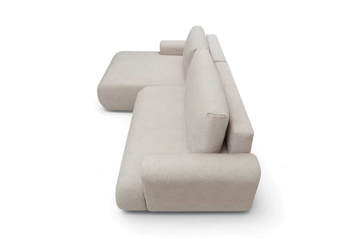 Colțar extensibil cu funcție de dormit Lotulis Mini stânga - crem material hidrofob Blur 01 Naroznik Lotulis Mini z funkcja de dormit stânga - kremowa Produse tricotate hydrofobowa Blur 01 