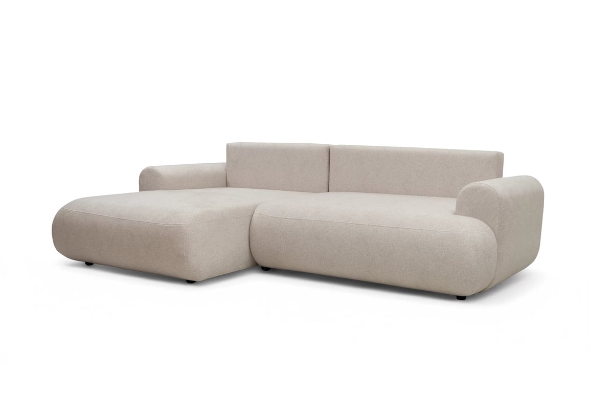 Colțar extensibil cu funcție de dormit Lotulis Mini stânga - crem material hidrofob Blur 01 Naroznik Lotulis Mini z funkcja de dormit stânga - kremowa Produse tricotate hydrofobowa Blur 01 