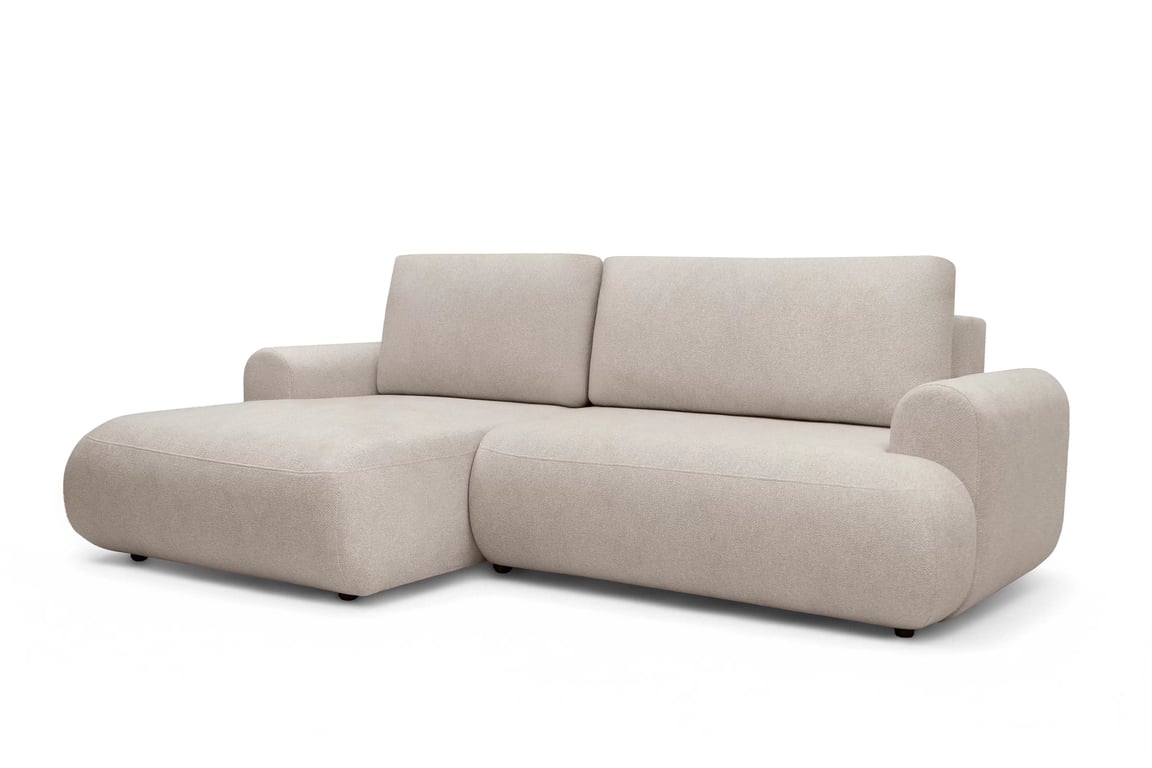 Colțar extensibil cu funcție de dormit Lotulis Mini stânga - crem material hidrofob Blur 01 Naroznik Lotulis Mini z funkcja de dormit stânga - kremowa Produse tricotate hydrofobowa Blur 01 