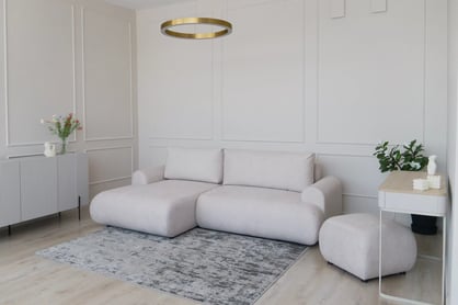 Colțar extensibil cu funcție de dormit Lotulis Mini stânga - crem material hidrofob Blur 01 Naroznik Lotulis Mini z funkcja de dormit stânga - kremowa Produse tricotate hydrofobowa Blur 01 