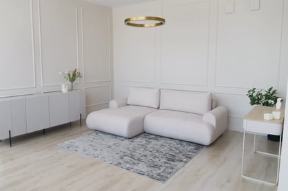 Colțar extensibil cu funcție de dormit Lotulis Mini stânga - crem material hidrofob Blur 01 Naroznik Lotulis Mini z funkcja de dormit stânga - kremowa Produse tricotate hydrofobowa Blur 01 