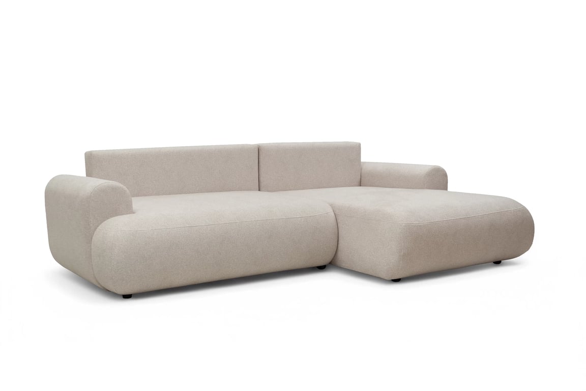 Rozkladacia rohová sedacia súprava Lotulis Mini pravá - krémová pletenina Blur 01 Rohová sedacia súprava Lotulis Mini s funkciou spánku pravá strana - kremowa dzianina hydrofobowa Blur 01