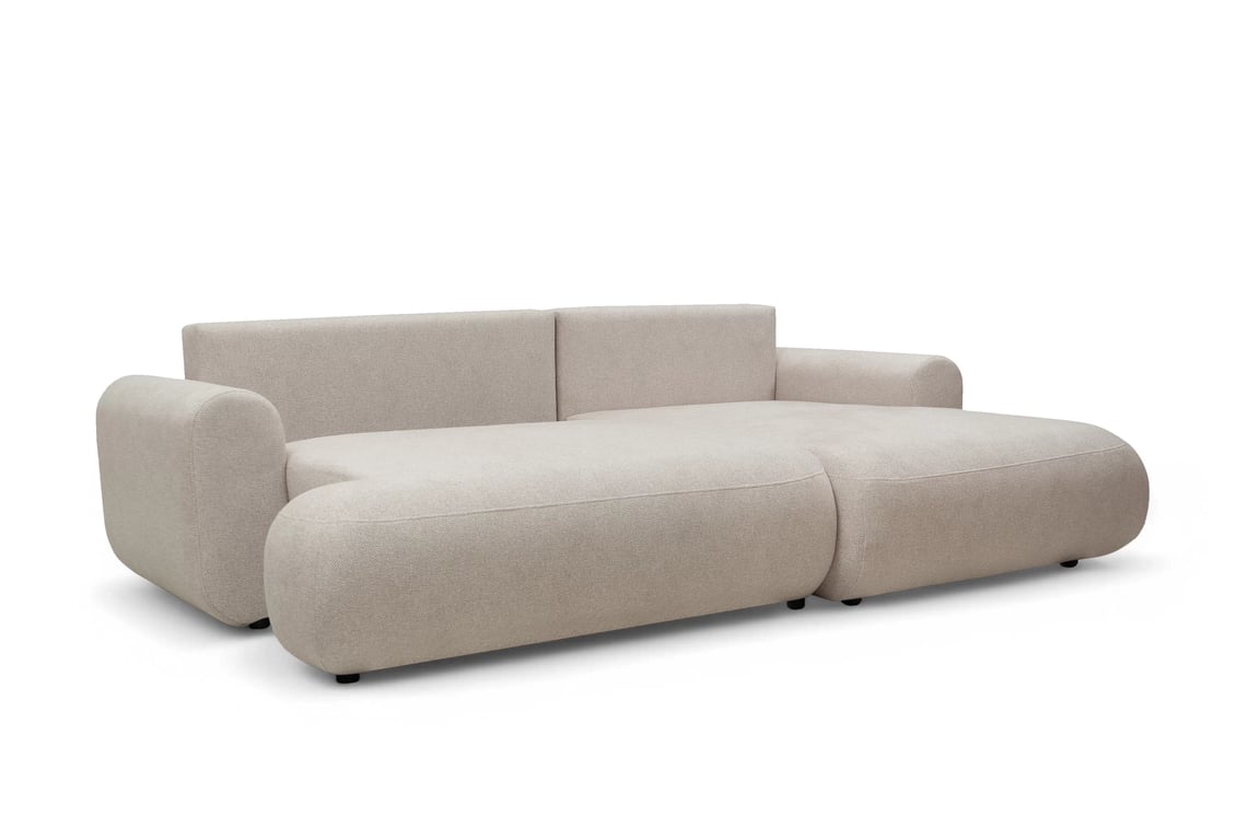 Rozkladacia rohová sedacia súprava Lotulis Mini pravá - krémová pletenina Blur 01 Rohová sedacia súprava Lotulis Mini s funkciou spánku pravá strana - kremowa dzianina hydrofobowa Blur 01