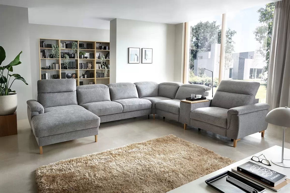 Modulárna rohová sedacia súprava s rozkladacou funkciou - elektrické Mia REC/BK -3F -TE -1,5RF -Mod -Prime -1,5RF Rohová sedacia súprava komfortowy
