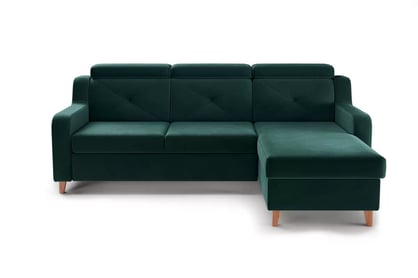 Colţar Laksaro dreapta extensibil - verde catifea Trinity 28 Canapea pe partea dreaptă extensibila Laksaro - verde catifea Trinity 28