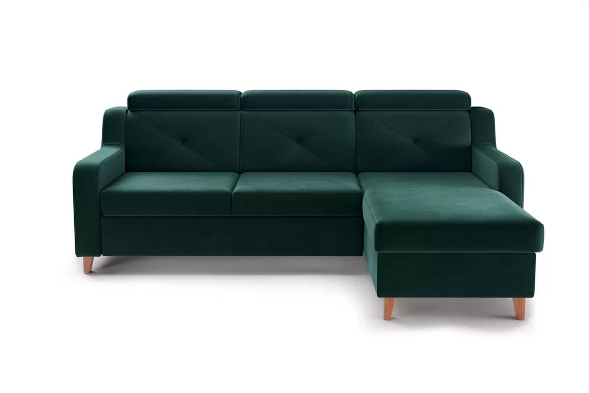 Colţar Laksaro dreapta extensibil - verde catifea Trinity 28 Canapea pe partea dreaptă extensibila Laksaro - verde catifea Trinity 28