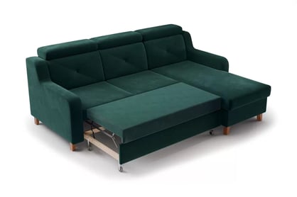 Colţar Laksaro dreapta extensibil - verde catifea Trinity 28 Canapea pe partea dreaptă extensibila Laksaro - verde catifea Trinity 28