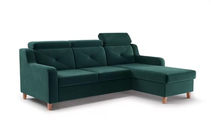 Colţar Laksaro dreapta extensibil - verde catifea Trinity 28