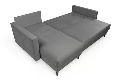 Nylion összecsukható sarokkanapé, tárolókkal - szürke Velúr Velluto 16 / fekete lábak Sarokkanapé rozkladany tárolokkal Nylion - szürke Velúr Velluto 16, Lábak fekete