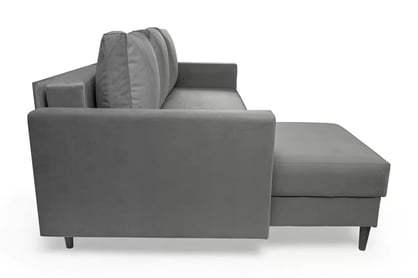 Nylion összecsukható sarokkanapé, tárolókkal - szürke Velúr Velluto 16 / fekete lábak Sarokkanapé rozkladany tárolokkal Nylion - szürke Velúr Velluto 16, Lábak fekete