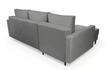 Nylion összecsukható sarokkanapé, tárolókkal - szürke Velúr Velluto 16 / fekete lábak Sarokkanapé rozkladany tárolokkal Nylion - szürke Velúr Velluto 16, Lábak fekete