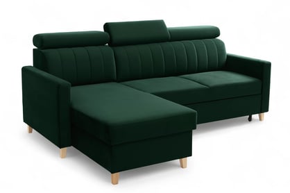 Colțar cu funcție de dormit Vario universal - verde catifea Bluvel 78