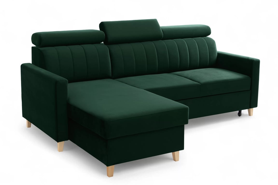 Colțar cu funcție de dormit Vario universal - verde catifea Bluvel 78 Naroznik Vario z funkcja de dormit uniwersalny prawo/stânga - verde catifea Bluvel 78