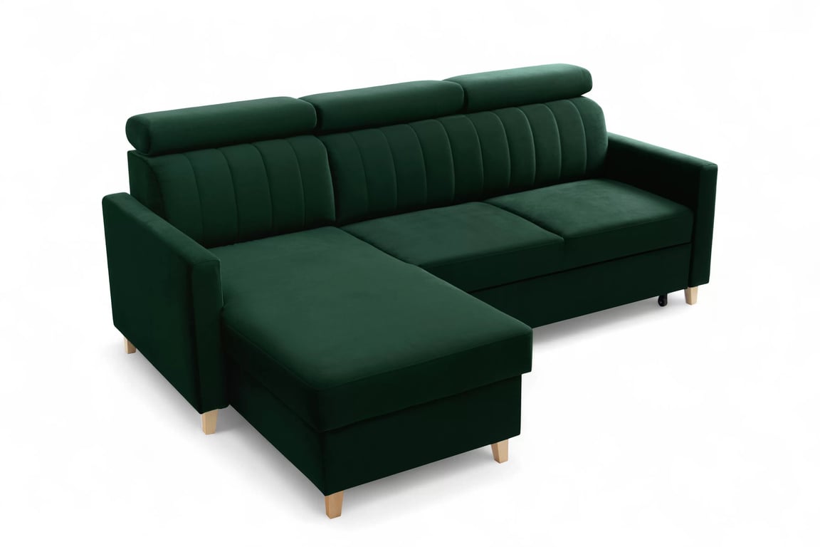 Colțar cu funcție de dormit Vario universal - verde catifea Bluvel 78 Naroznik Vario z funkcja de dormit uniwersalny prawo/stânga - verde catifea Bluvel 78