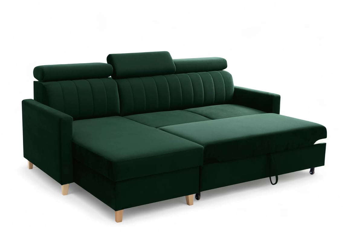 Colțar cu funcție de dormit Vario universal - verde catifea Bluvel 78 Naroznik Vario z funkcja de dormit uniwersalny prawo/stânga - verde catifea Bluvel 78