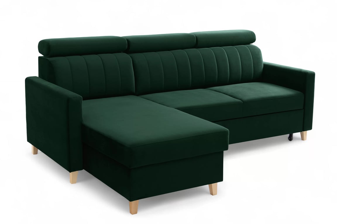 Colțar cu funcție de dormit Vario universal - verde catifea Bluvel 78 Naroznik Vario z funkcja de dormit uniwersalny prawo/stânga - verde catifea Bluvel 78