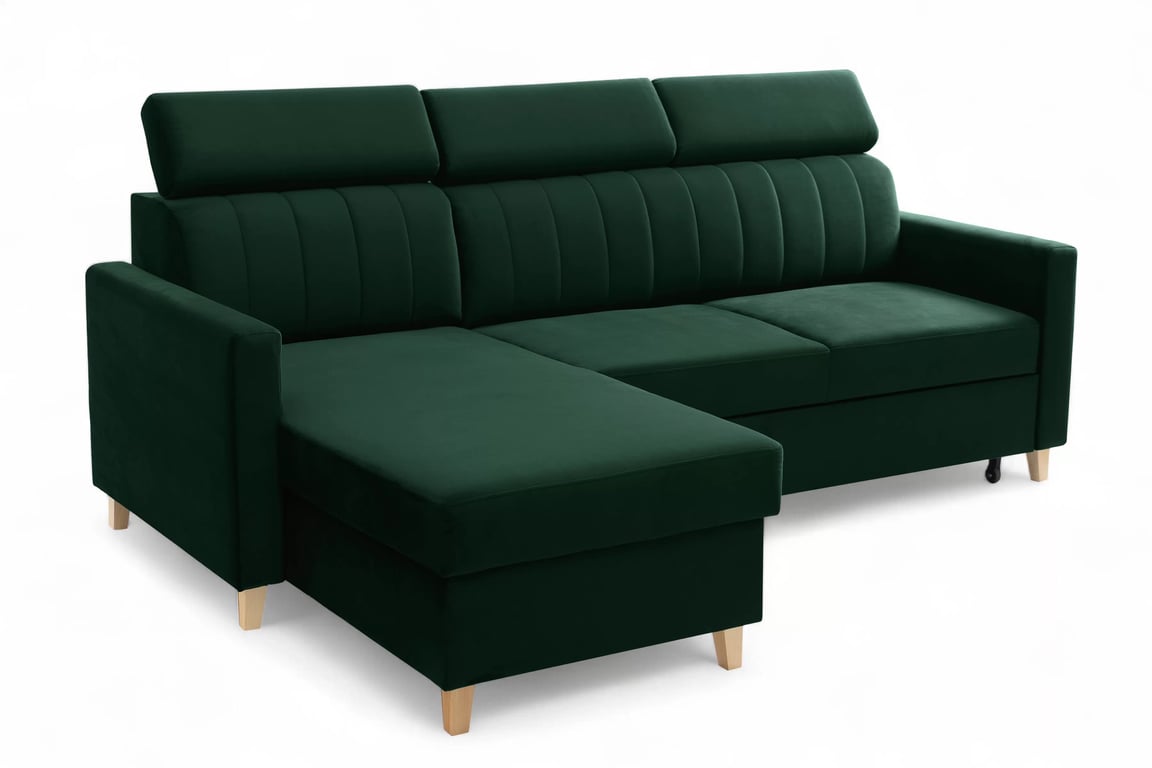 Colțar cu funcție de dormit Vario universal - verde catifea Bluvel 78 Naroznik Vario z funkcja de dormit uniwersalny prawo/stânga - verde catifea Bluvel 78
