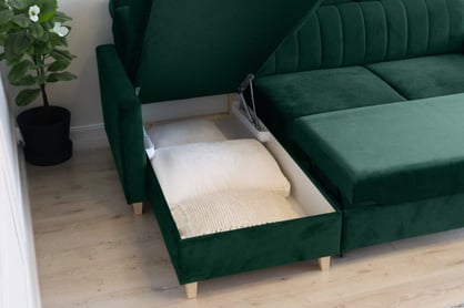 Colțar cu funcție de dormit Vario universal - verde catifea Bluvel 78 Naroznik Vario z funkcja de dormit uniwersalny prawo/stânga - verde catifea Bluvel 78