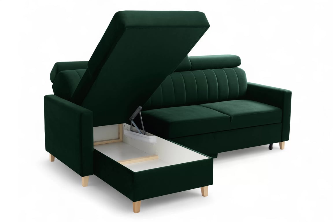 Colțar cu funcție de dormit Vario universal - verde catifea Bluvel 78 Naroznik Vario z funkcja de dormit uniwersalny prawo/stânga - verde catifea Bluvel 78