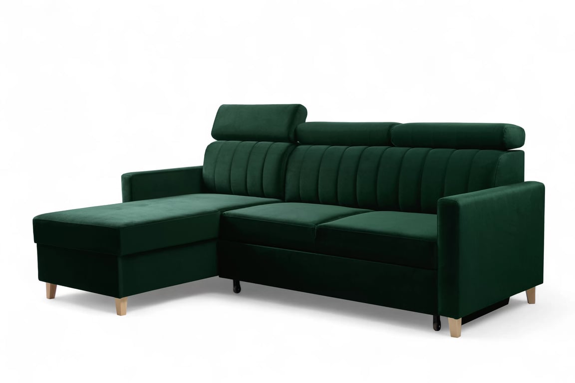 Colțar cu funcție de dormit Vario universal - verde catifea Bluvel 78 Naroznik Vario z funkcja de dormit uniwersalny prawo/stânga - verde catifea Bluvel 78