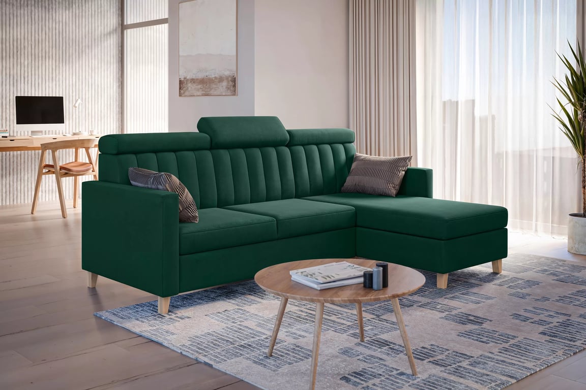 Colțar cu funcție de dormit Vario universal - verde catifea Bluvel 78 Naroznik Vario z funkcja de dormit uniwersalny prawo/stânga - verde catifea Bluvel 78