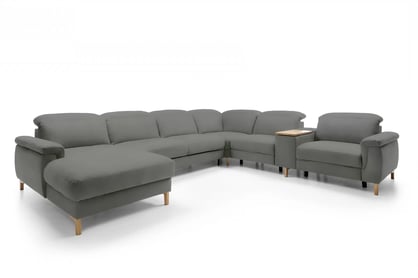 Rohová sedacia súprava Mia ľavá  s elektrickou relaxáciou - grafitový velvet Piano 15 (KR10796) / bukové nožičky