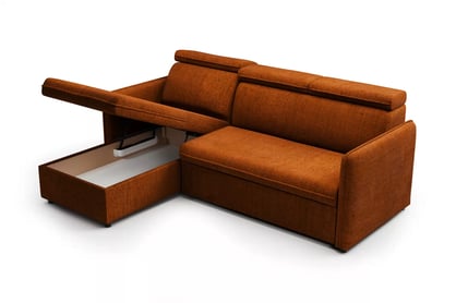 Colţar Barcelia Mini extensibil, universal, stânga/dreapta - țesătură acoperire Enjoy New 39 Coltar cu functie de dormit Barcelia Mini - ruda țesătură de acoperire hydrofobowa Enjoy New 39