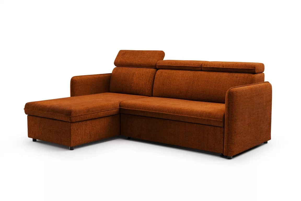 Colţar Barcelia Mini extensibil, universal, stânga/dreapta - țesătură acoperire Enjoy New 39 Coltar cu functie de dormit Barcelia Mini - ruda țesătură de acoperire hydrofobowa Enjoy New 39