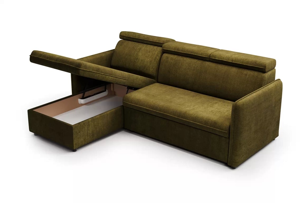 Colţar Barcelia Mini extensibil, universal, stânga/dreapta - Material hidrofug verde Enjoy New 41 Coltar cu functie de dormit Barcelia Mini - zielona țesătură de acoperire hydrofobowa Enjoy New 41