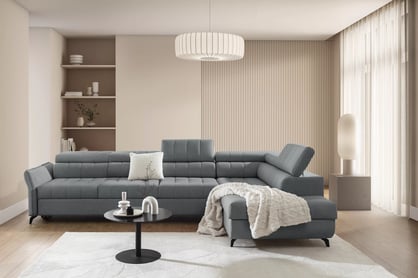 Elarias Maxi sarokkanapé, jobb oldali, kinyitható - szürke Perfect Harmony 85 chenille - Korlátozott készlet Kinyitható sarokkanapé Elarias Maxi jobb oldali - szürke chenille Perfect Harmony 85 - Korlátozott ajánlat