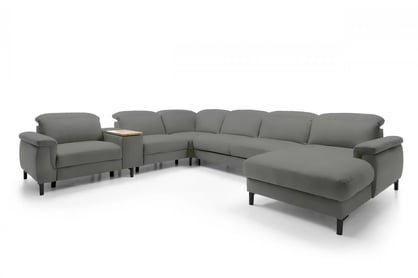 Rohová sedacia súprava Mia pravá  s elektrickou relaxáciou - grafitový velvet Piano 15 (KR10796) / čierne nožičky