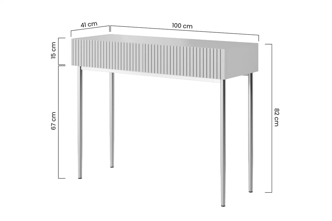 Psací stůl se zásuvkami Nicole 100 cm - bílý mat / černé nožky moderní konzole / Toaletní stolek Nicole se zásuvkami 100 cm - bílý mat / černá nozki