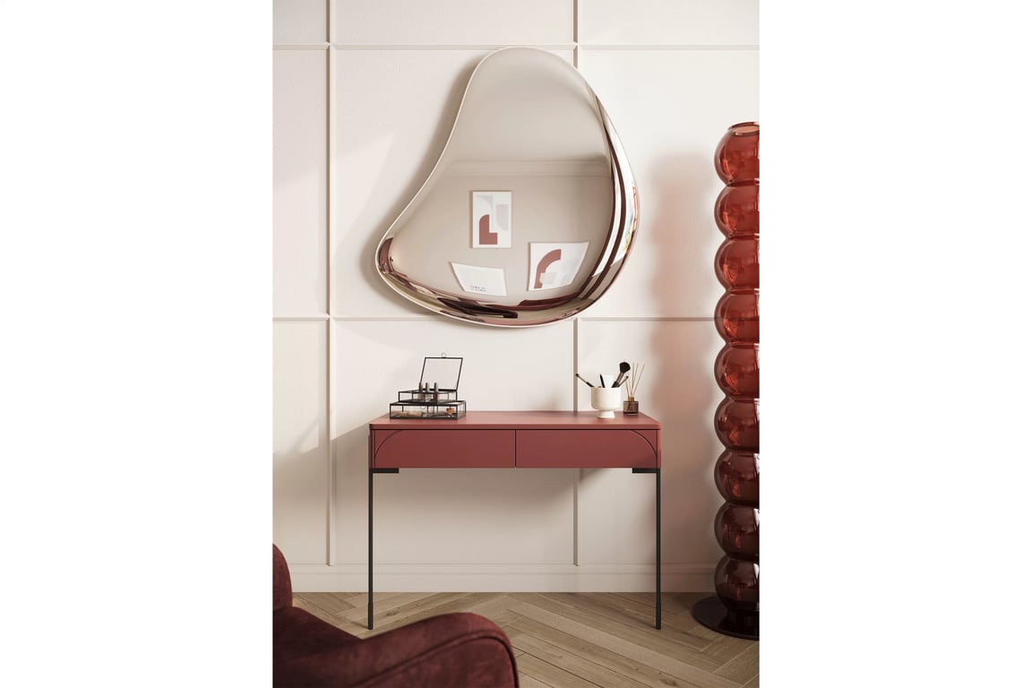 Sonatia konzolasztal/sminkasztal - bordó modern konsola/toaletka z dwoma fiokok Sonatia 100 cm - burgund