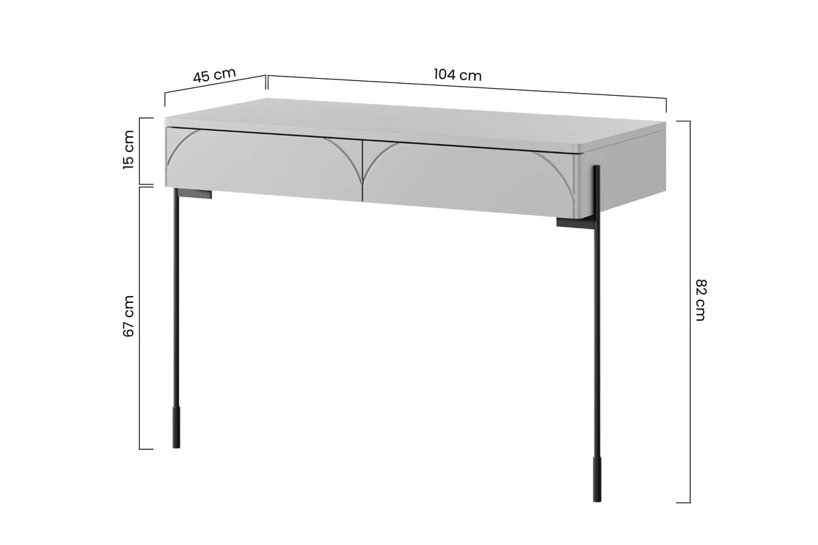 Sonatia konzolasztal/sminkasztal - kasmír modern konsola/toaletka z dwoma fiokok Sonatia 100 cm - kasmír