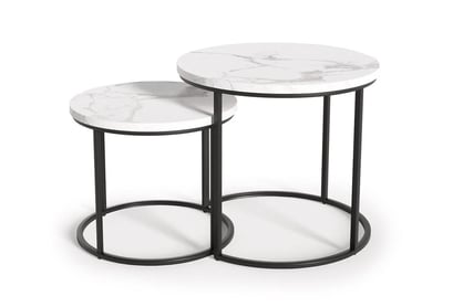 Set de două măsuțe OREO alb marmură / negru