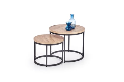 Set de două măsuțe de cafea Oreo - stejar San Remo / negru