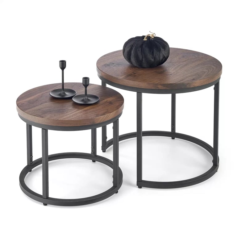 Set de două măsuțe OREO nuc / negru oreo Komplet dwoch law ořechový / negru (1p=1szt)