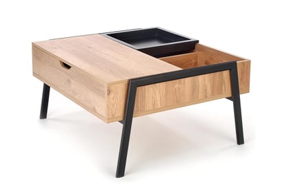 Măsuță cafea PODIUM - blat natural / picioare negre