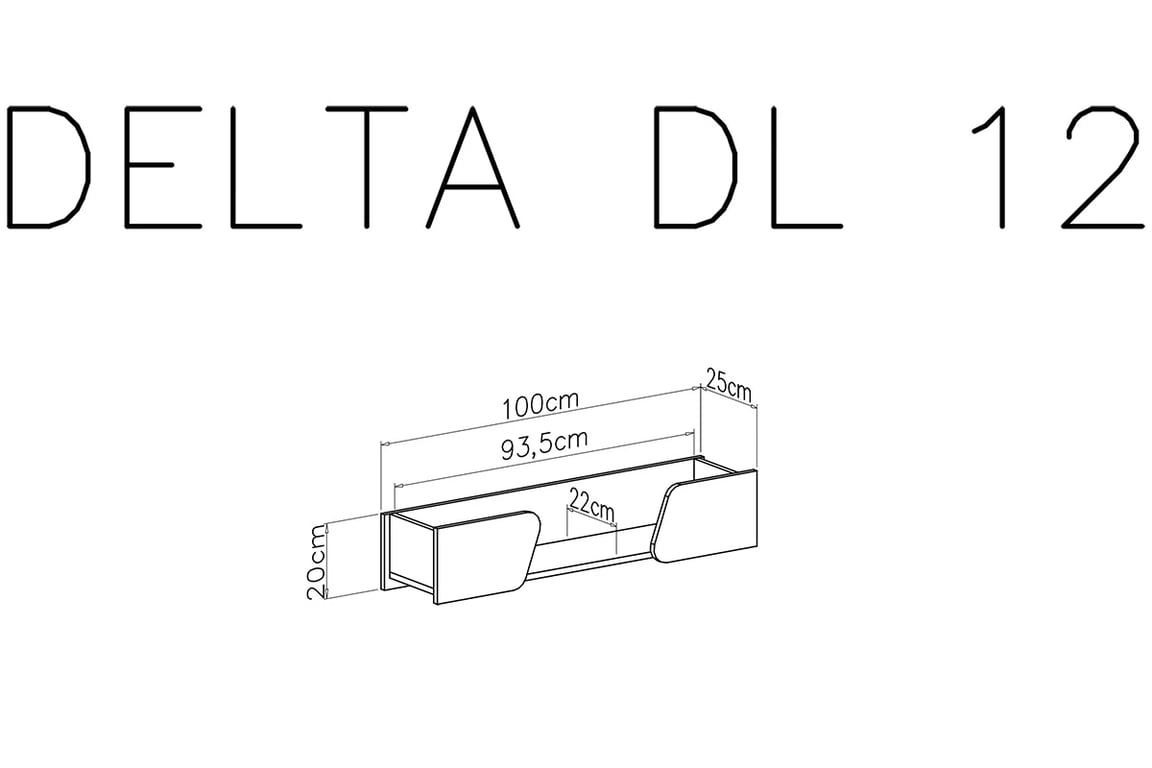 Police závěsná Delta DL12 - Dub / Antracitová Police závěsná Delta DL12 - Dub / Antracytová