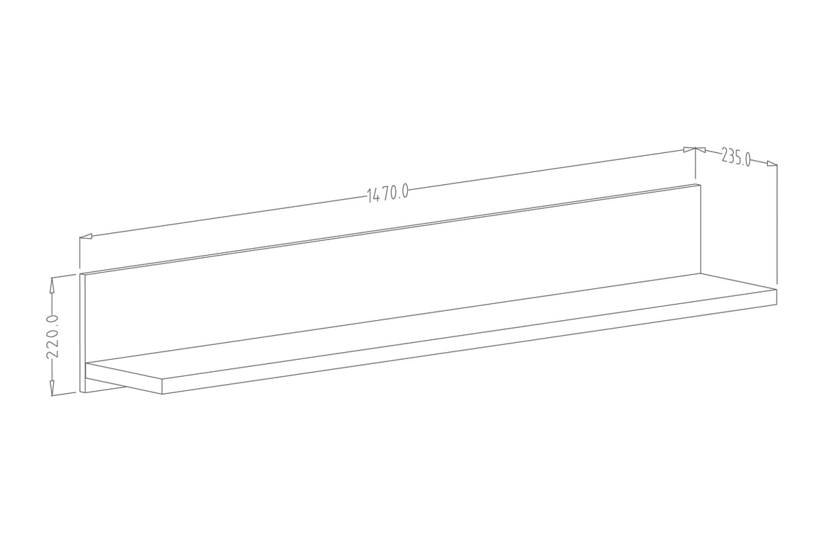 Polica na stenu Olin 02 - appenzeller fichte - 147 cm Závesná polica - rozmery