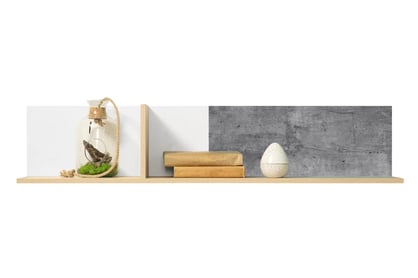 Step ST9 fali polc 120 cm - bézs tölgy / fényes fehér / beton szürke