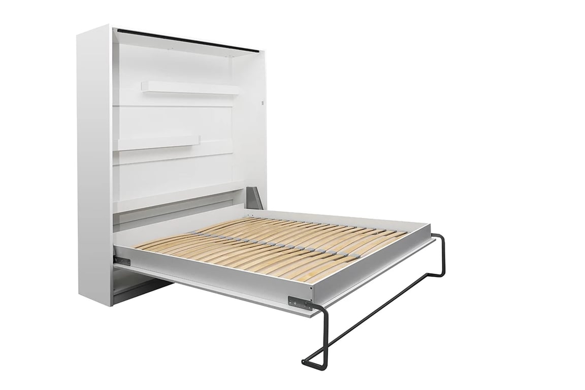 Vertikálna sklápacia posteľ Modern 160x200 cm - biely mat Sklápacia posteľ s roštom