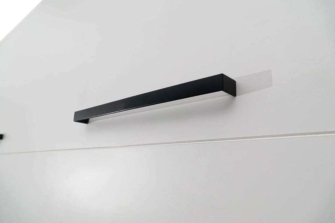 Vertikálna sklápacia posteľ Modern 160x200 cm - biely mat Čierna úchytka
