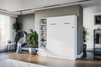 Vertikálna sklápacia posteľ Modern 160x200 cm - biely mat Komplet so sklápacou posteľou
