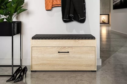 Botník Migoz 90 cm s otevíracím sedákem - dub sonoma světlý Skříňka pro předsíně